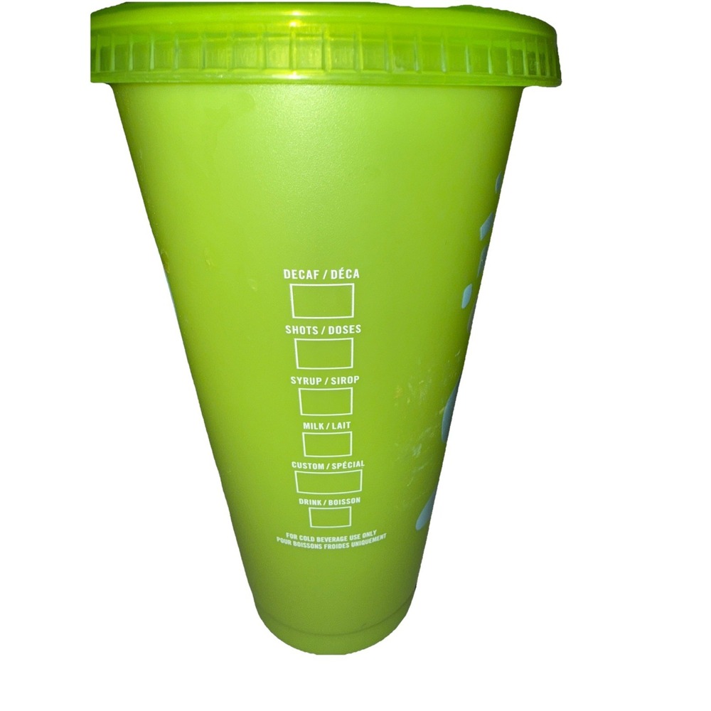 Starbucks Plastic Green Color Changing Cup UV Reusable Cold Tumbler Venti 24oz - Picture 3 of 4